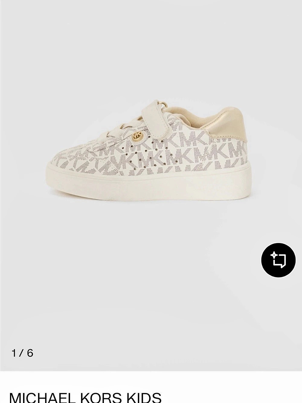 Michael Kors Jem Scotty PS Kids Sneakers White & Gold Girls US 5 NWT